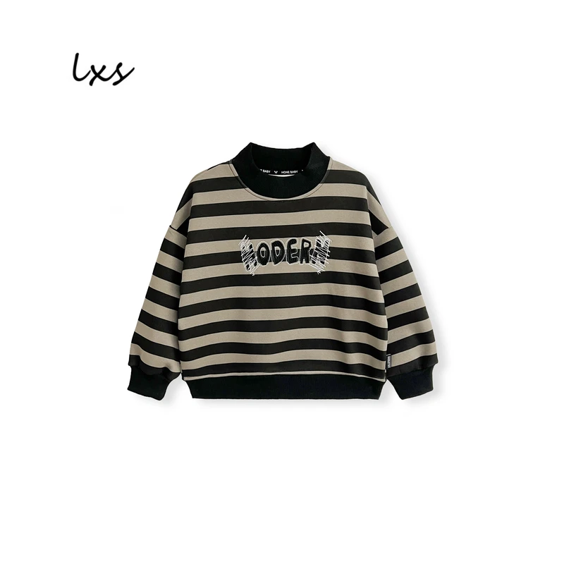 舅舅严选童装冬款加绒韩版百搭休闲潮流长袖儿童圆领套头卫衣Q307