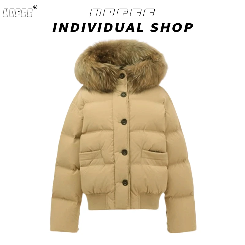 复古甜酷风毛领连帽棉服女2025冬季新款高级感修身保暖棉衣外套女