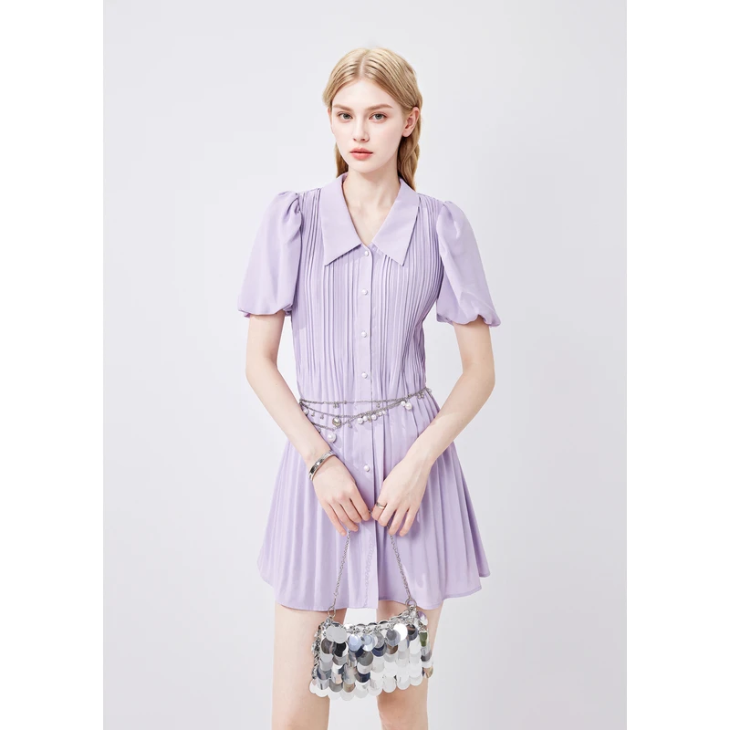 missCOCOON裙子夏女浪漫淑女翻领连衣裙0099