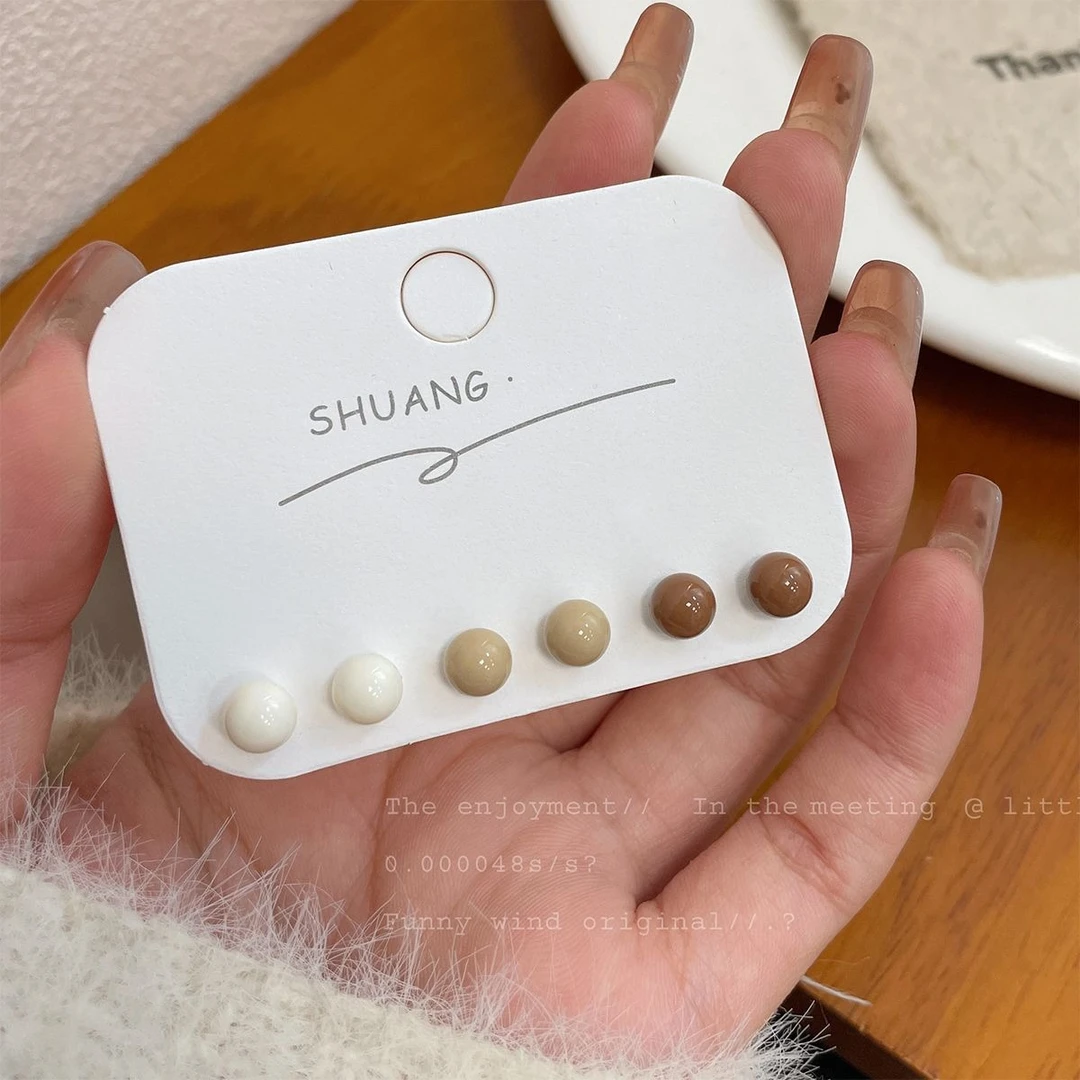 合金耳饰 秋冬美拉德豆豆耳钉女爆款简约小香风三件套耳饰百搭