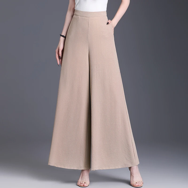 薄款阔腿裤夏季高腰裙裤休闲裤中国风百搭春夏黑色时尚开叉