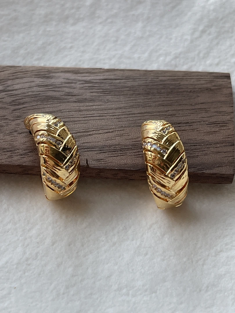 铜合金合成锆石耳饰 Yayehan小麦穗耳环气质时尚小众