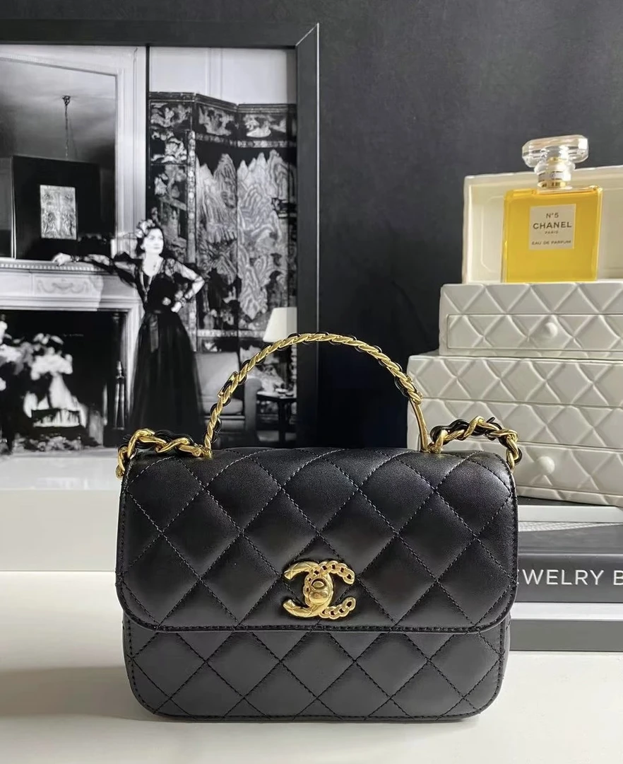 99新 Chanel/香奈儿 艾瑟尔奢品/23b黑金手柄cf/xtl4