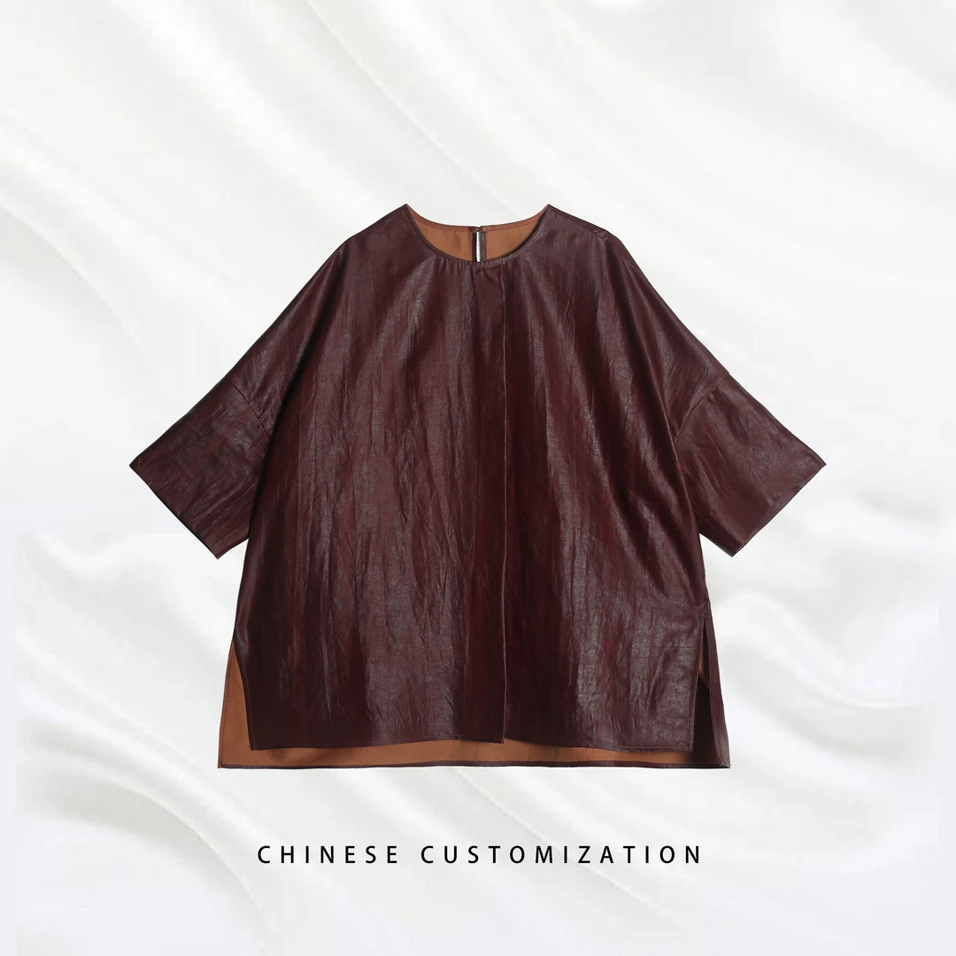 【古法红】满分桑蚕丝重油红油缎8年老料 简约廓形上衣 25LY196