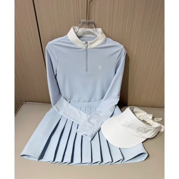 高尔夫服装女韩版高尔夫长袖高尔夫女裙网球服女速干羽毛球服女款