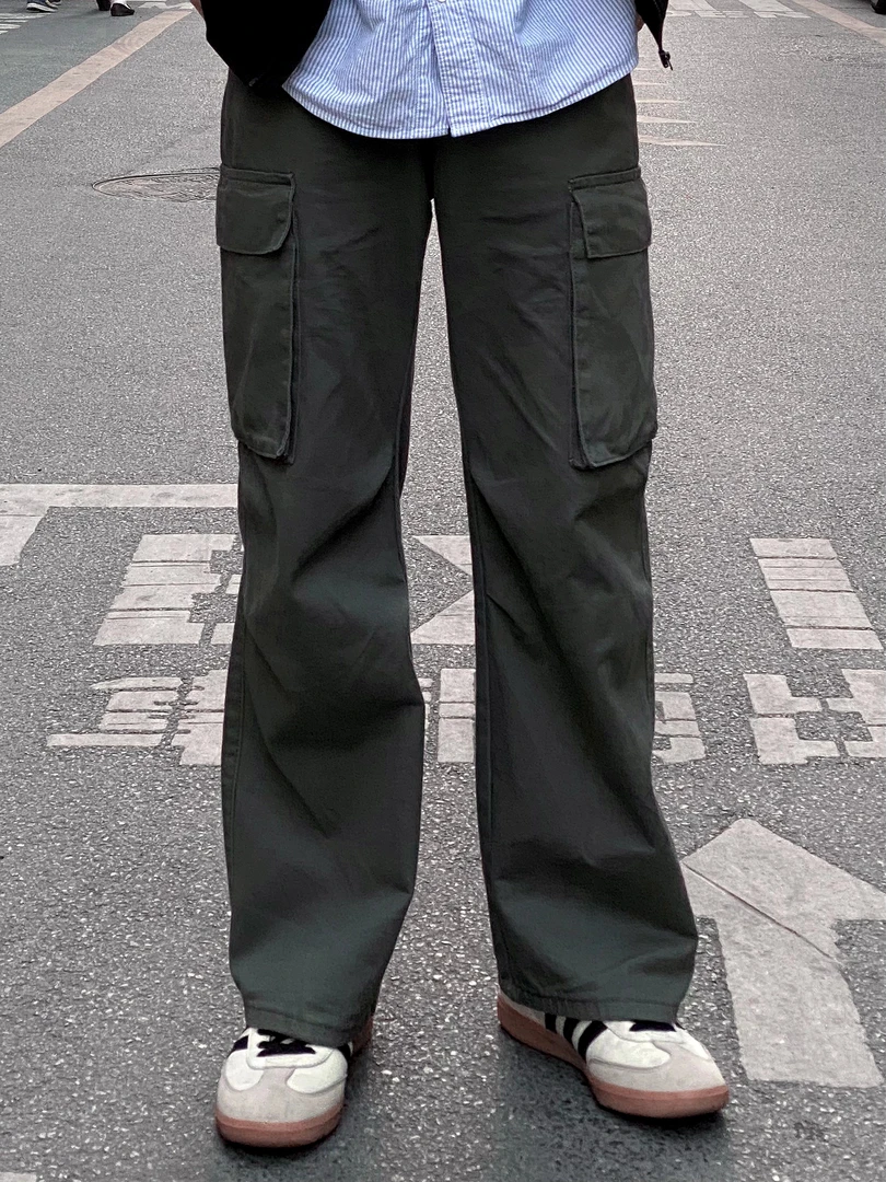 2025春季新款半松紧纯棉百搭舒适休闲工装裤