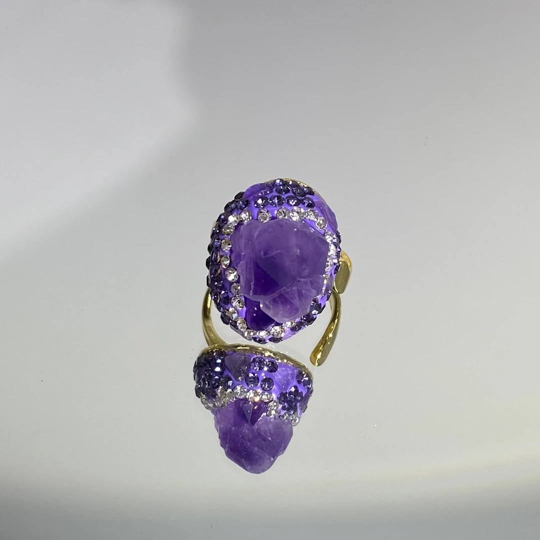 铜合金合成锆石戒指 紫色紫气东来时尚气质经典百搭戒指 314