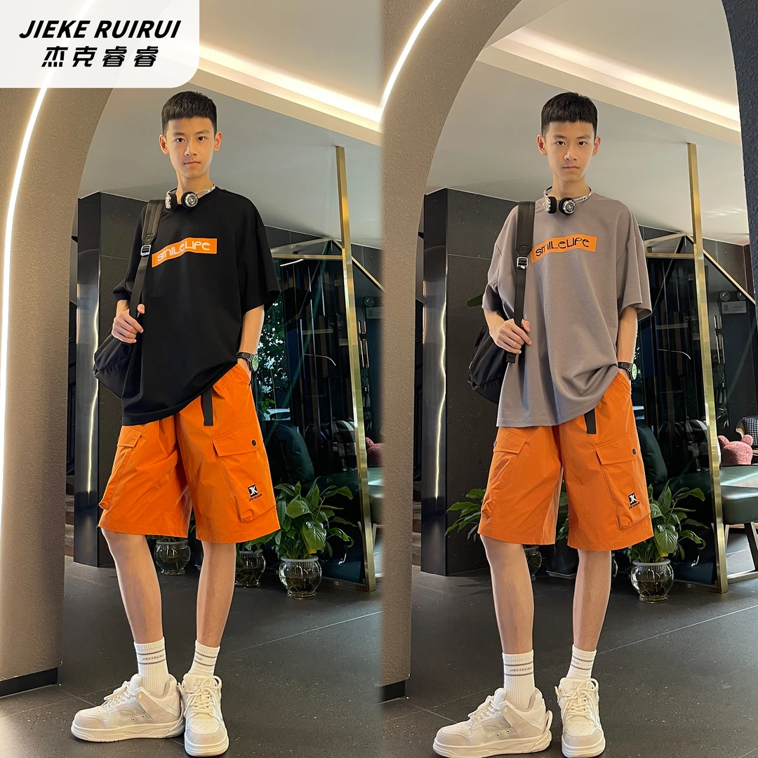 【现货-睿】夏季阳光休闲宽松字母短袖T恤中大童休闲上衣杰克睿睿
