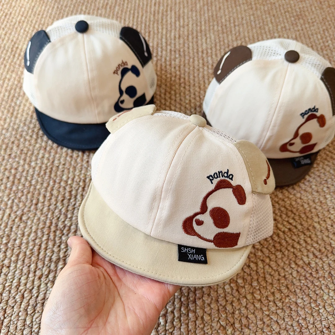 婴儿宝宝鸭舌帽卡通超萌小熊可爱小男童3-12个月软檐遮阳棒球网帽