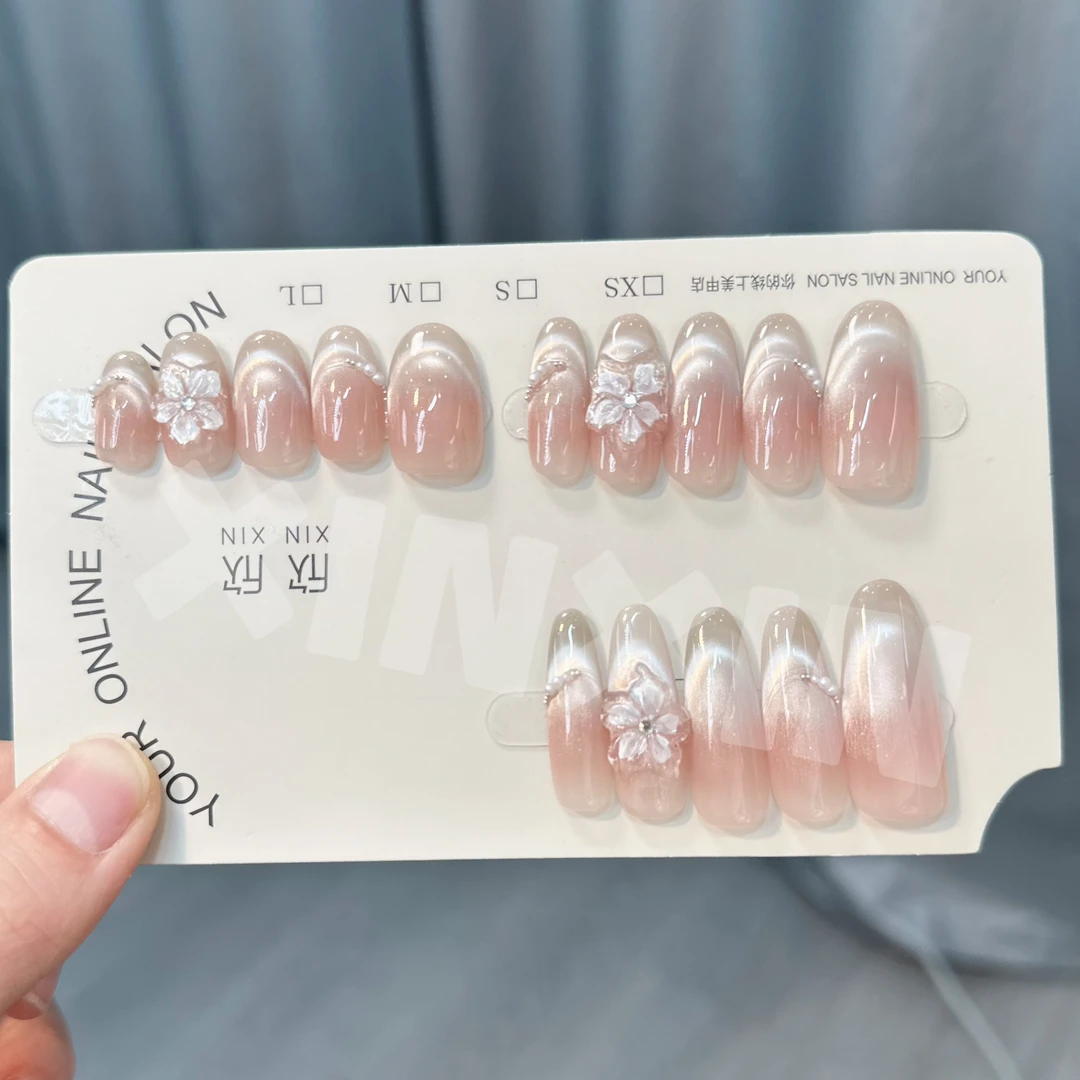 腮红冰花 - painted clear bow 纯手工穿戴甲 10片装