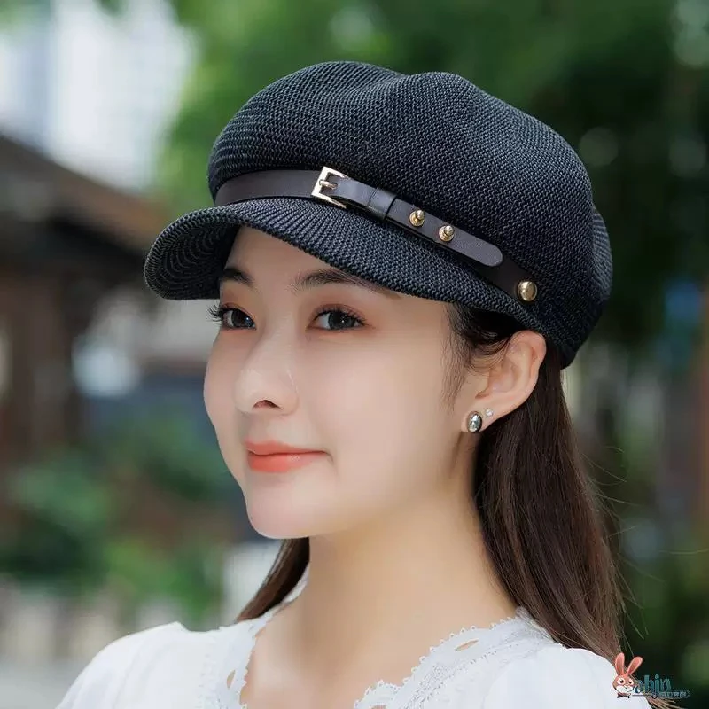 2025新款春夏八角帽子女百搭出游休闲鸭舌防晒遮阳网帽太阳帽