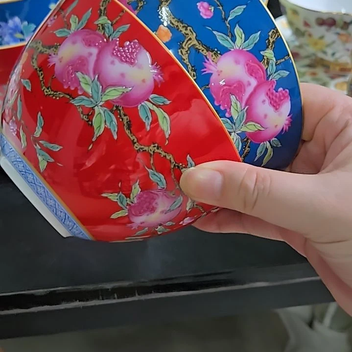 瓷片微瑕珐琅彩5寸2个米饭碗666666
