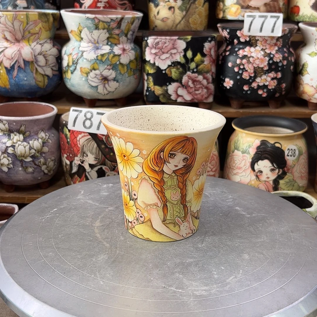 景德镇炫彩手绘口9.5高10