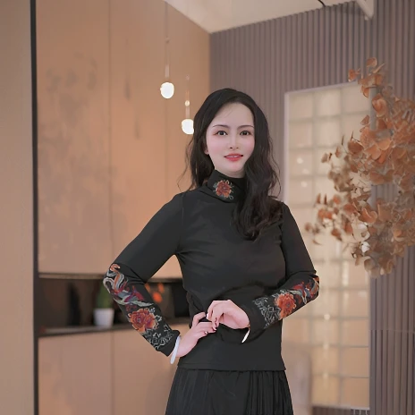 2025新款高端国风花萝刺绣春秋季高领打底衫可外穿妈妈时尚内搭