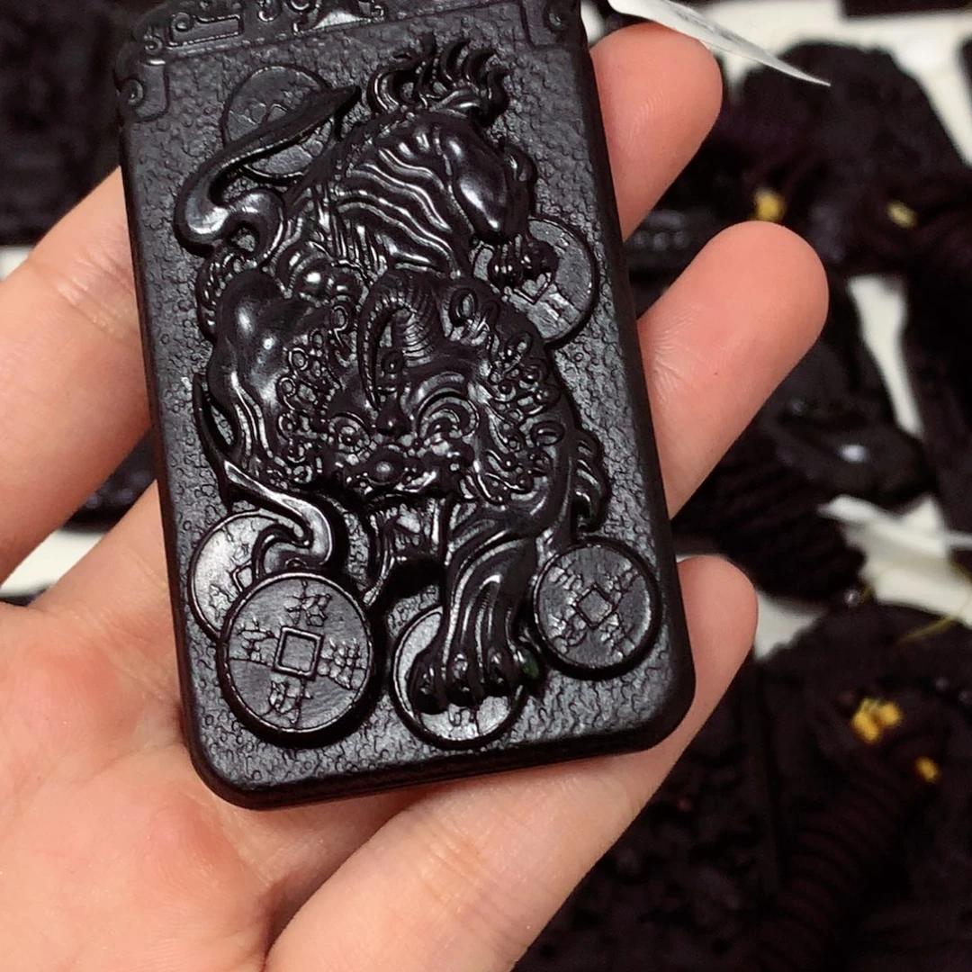 天然缅甸a货钢琴黑挂件