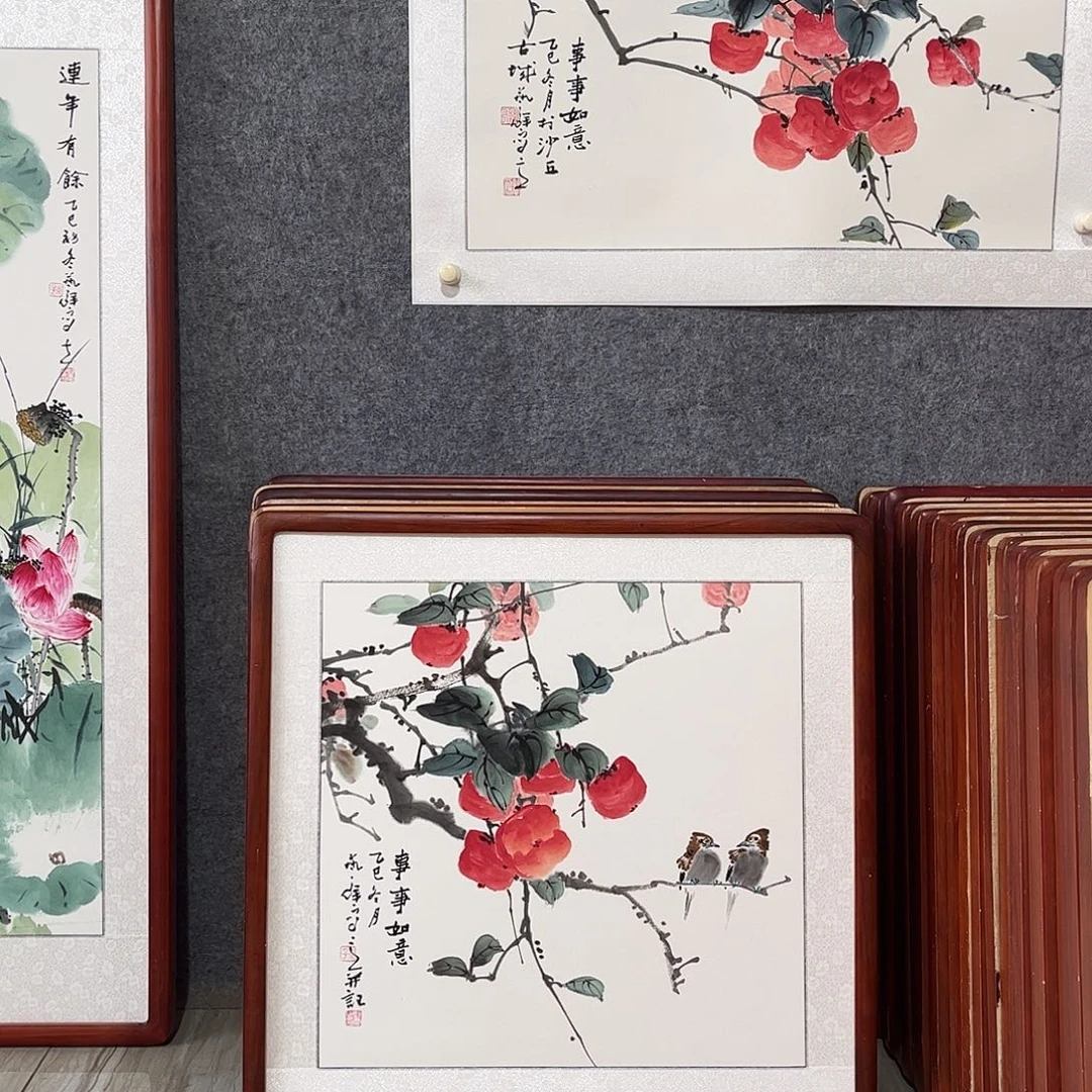 国画书画作品带框63×63