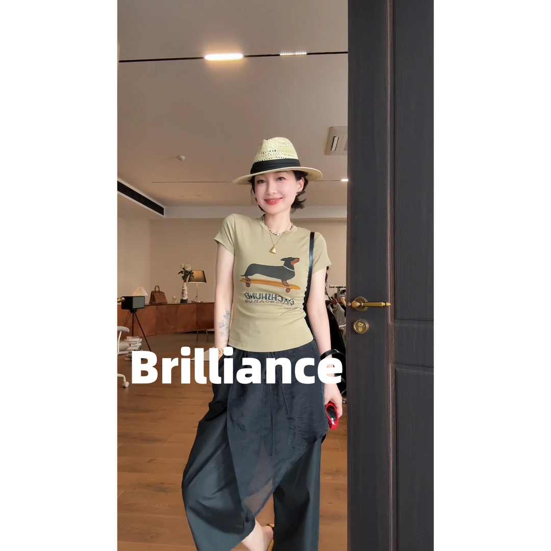 Brilliance 【狗狗T】美式中性短袖街头印花腊肠狗T恤