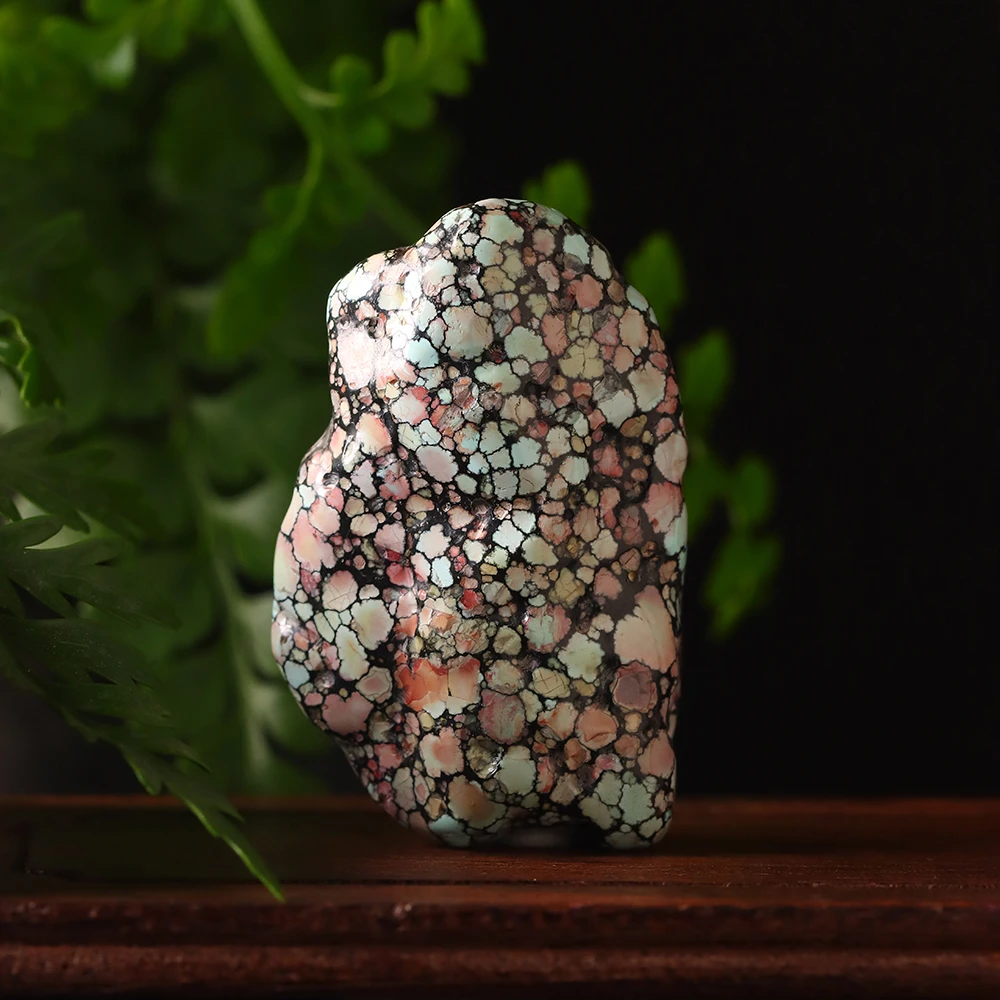 原矿绿松石粉彩随形