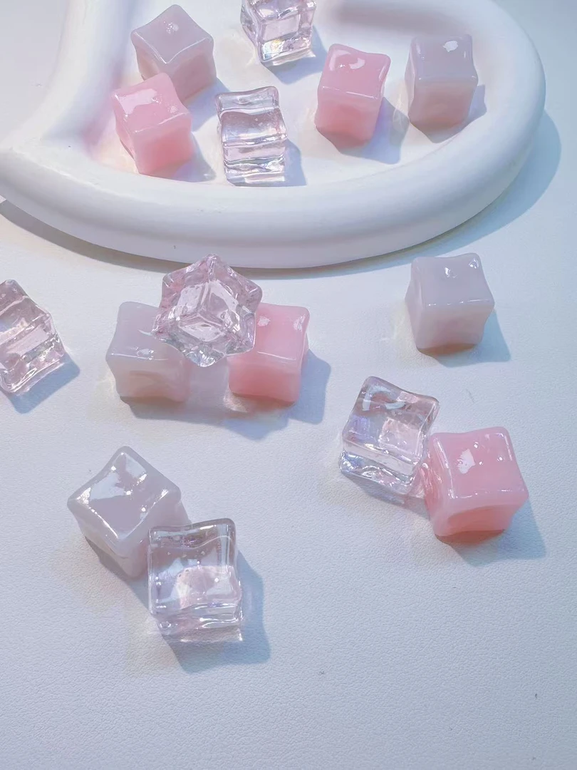 ❤️[粉色回忆]❤️实色夜光细闪18mm大冰块手工DIY摆件