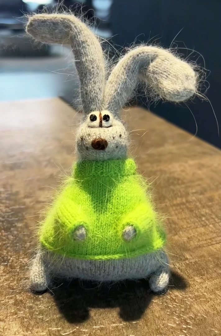 胖兔棒针长毛兔子玩偶手工diy自制编织毛线玩偶材料包手工编织