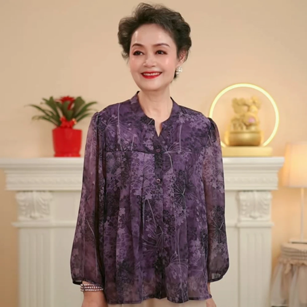 中老年女装衬衣宽松奶奶衣服中年妈妈夏套装时尚衬衫新款洋气春夏