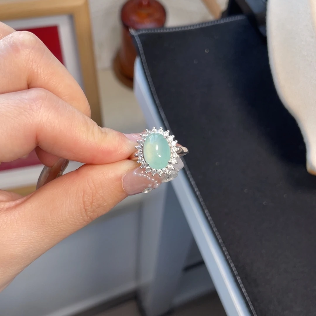 翡翠戒指银S925镶嵌B****?14888