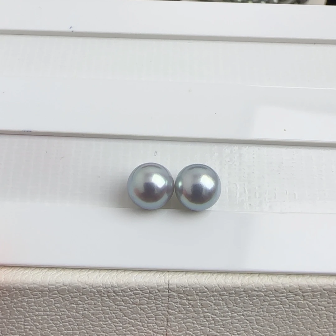 海水珍珠未镶嵌裸珠Akoya真多麻色系海水对珠8.0