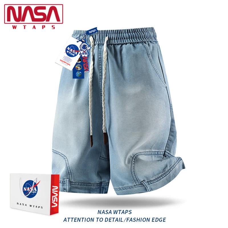 NASA WTAPS大码莱塞尔牛仔短裤男款夏季潮宽松休闲百搭五分裤中裤