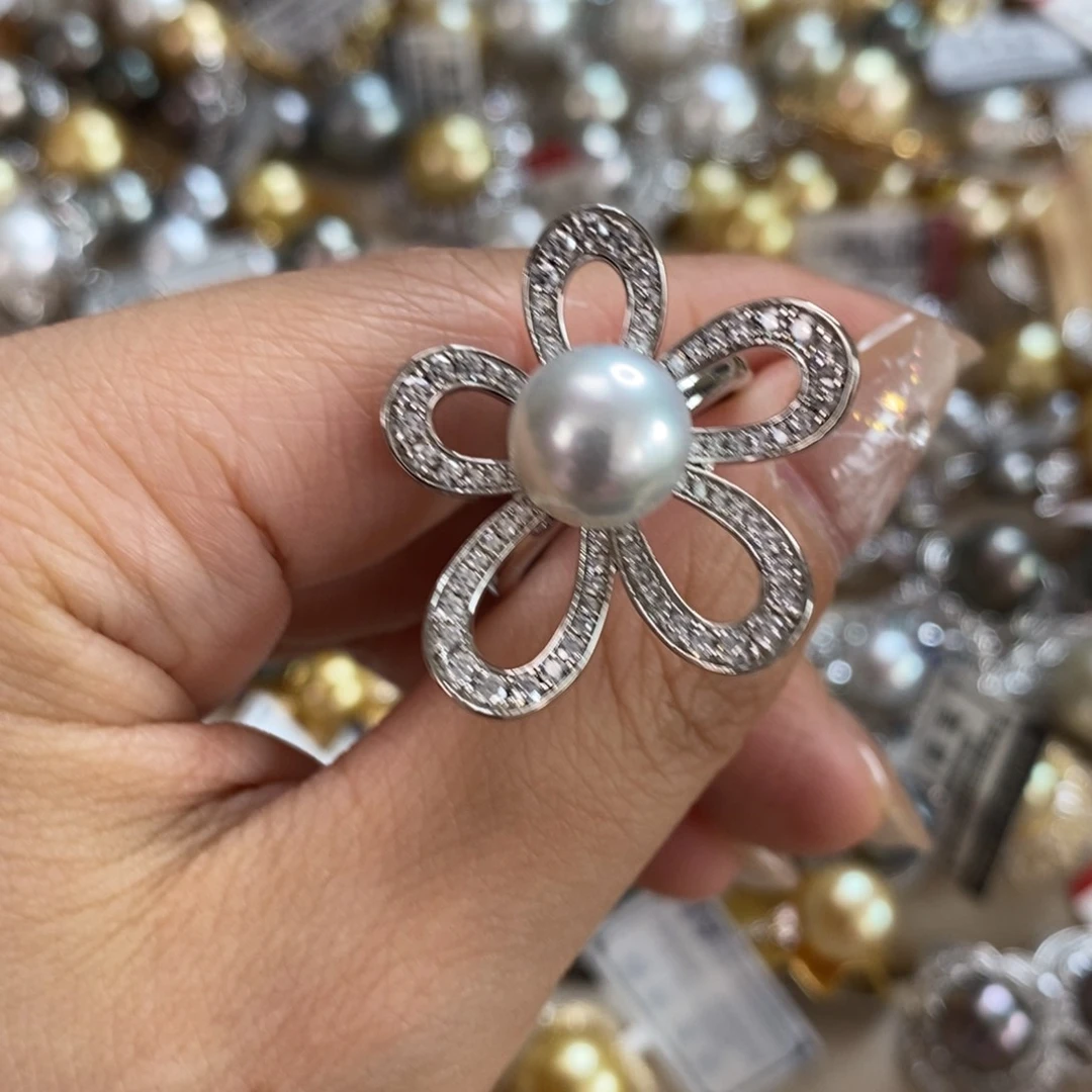 海水珍珠戒指银S925镶嵌