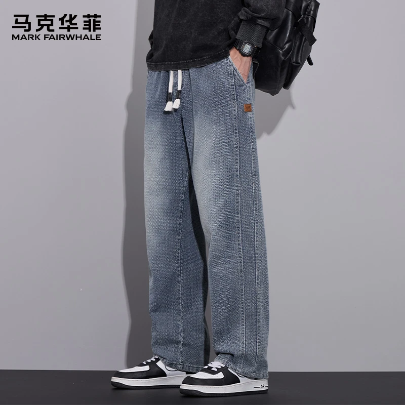马克华菲潮牌星空纹休闲裤男士2025秋季新款宽松直筒男裤百搭长裤