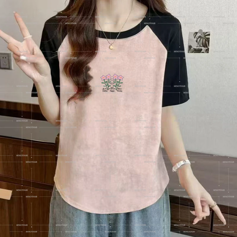 【T恤系列】一.路生.花 扎染显瘦 插肩短袖 甜辣小众收腰设计感