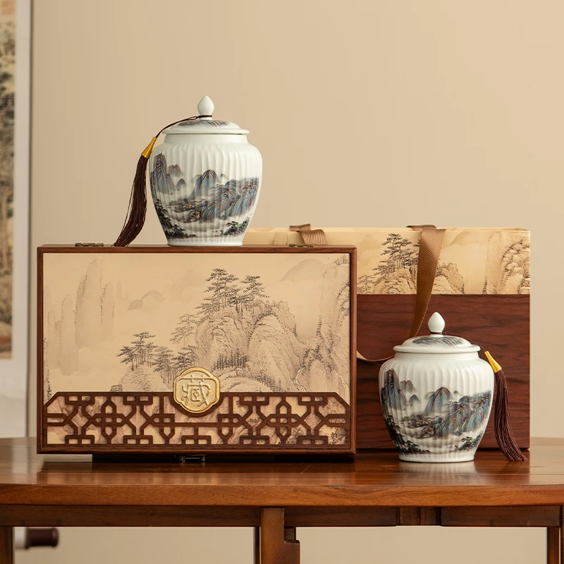 25年绿茶碧螺春 山水有茗高档陶瓷罐茶叶礼盒装  过节送礼