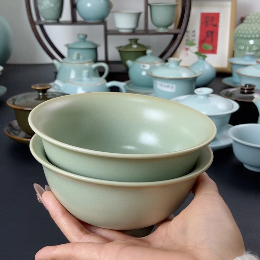 白*仿古釉吃饭碗微微瑕3只装