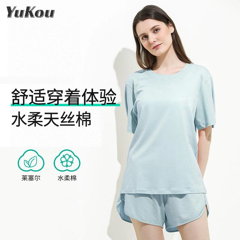 水柔棉春季夏天女士睡衣女款套装薄款短袖可外穿女式家居服