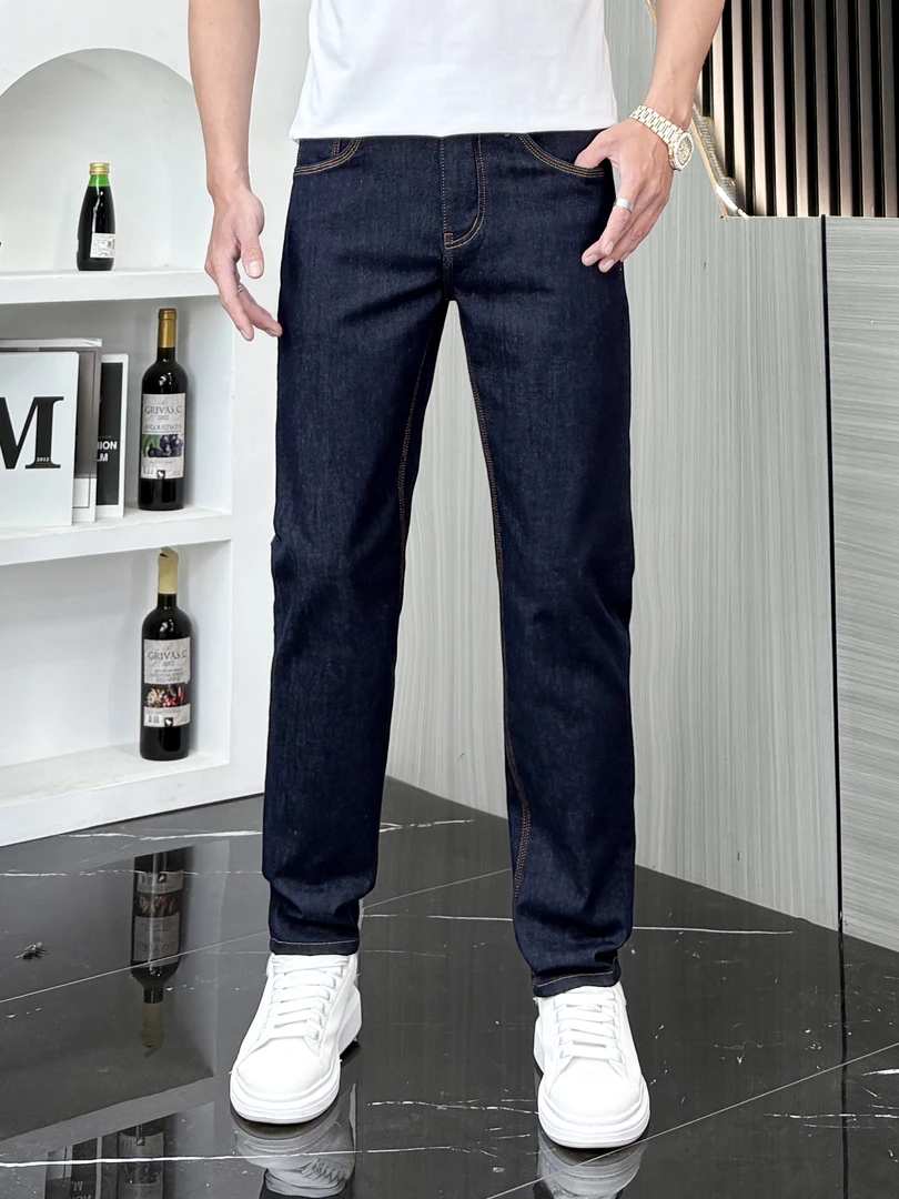 QSD1688三本针秋季不掉色弹力男士牛仔裤2025爆款直筒裤潮牌男装