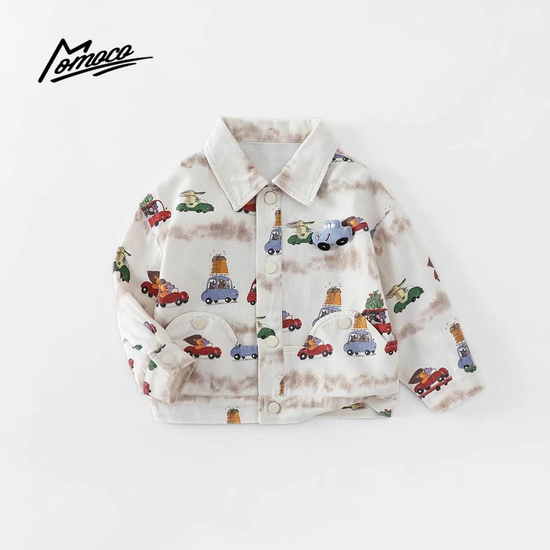 MOMOCO2025秋季新款男童洋气百搭满印小汽车玩偶外套77330107027