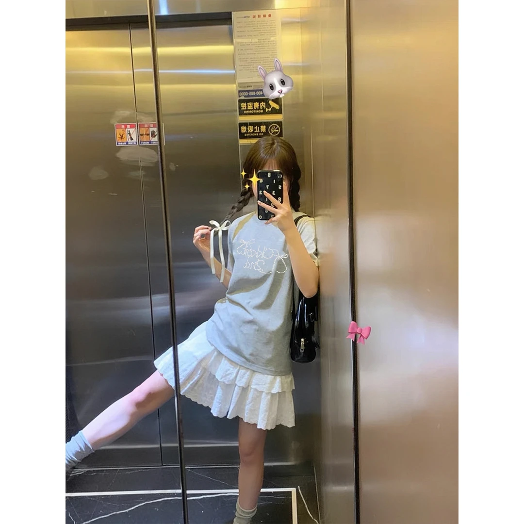 夏季新款纯棉短袖t恤女时尚高级感气质穿搭圆领百搭上衣服