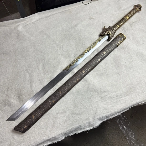 3164 龙泉昊天宝剑高锰钢唐横刀包皮鞘未开刃