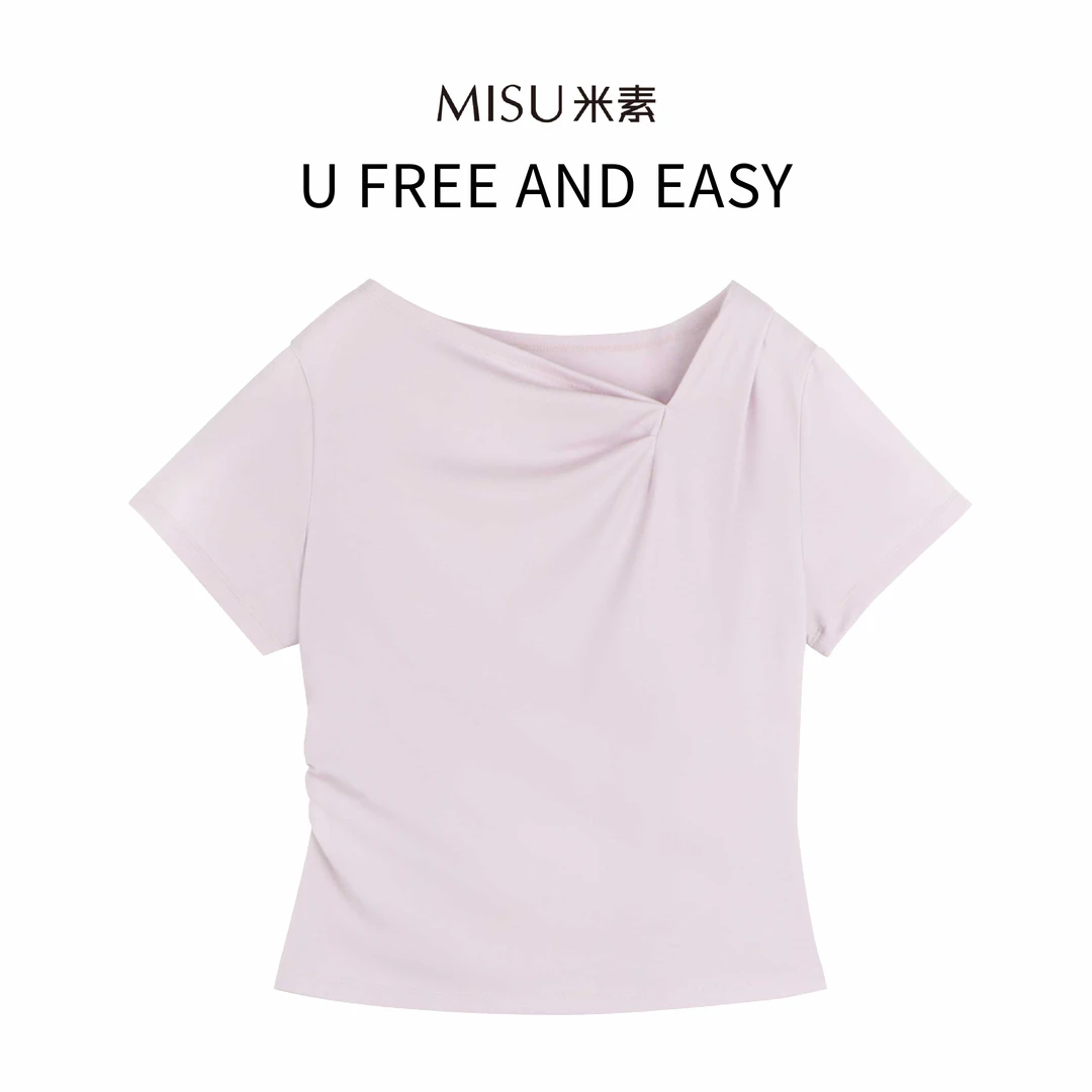 MISU米素时尚休闲百搭夏季纯色修身T恤125X629