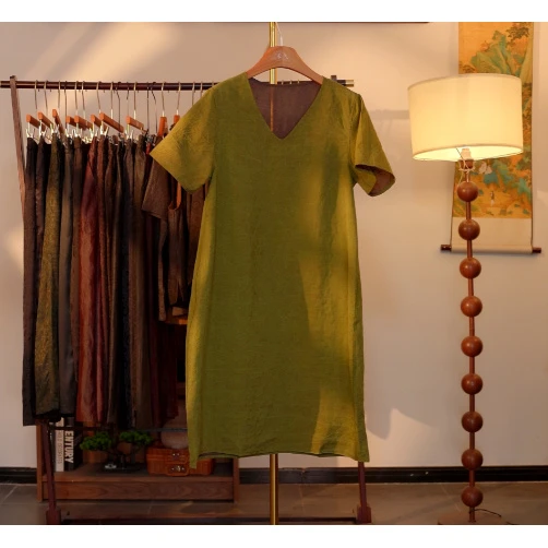 【云想陈先生-石泉漱玉】中式重工香云纱双面穿连衣裙5184