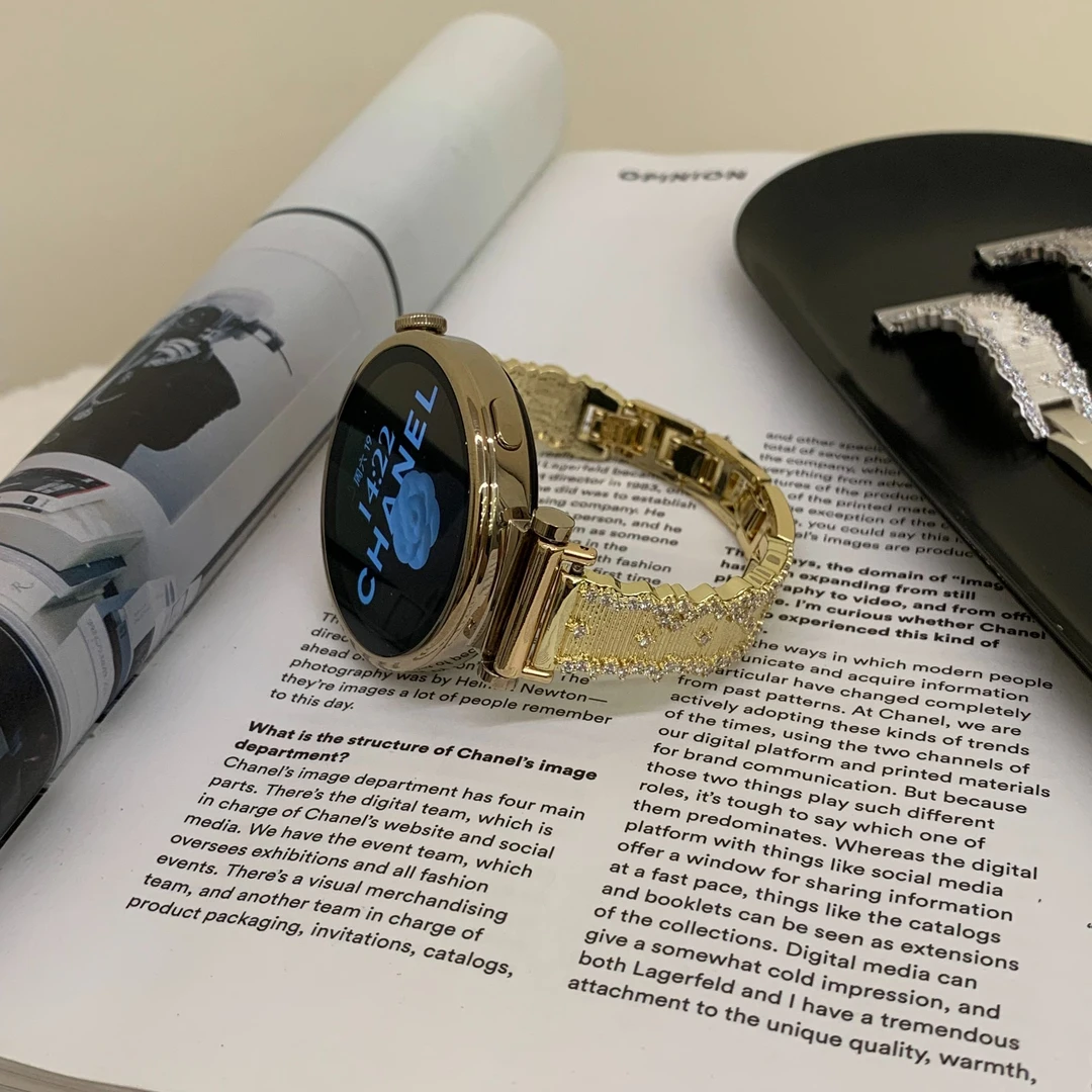 适用华为GT5手表带watch4铜质闪耀锆石pro高级小众fit3手环10腕带