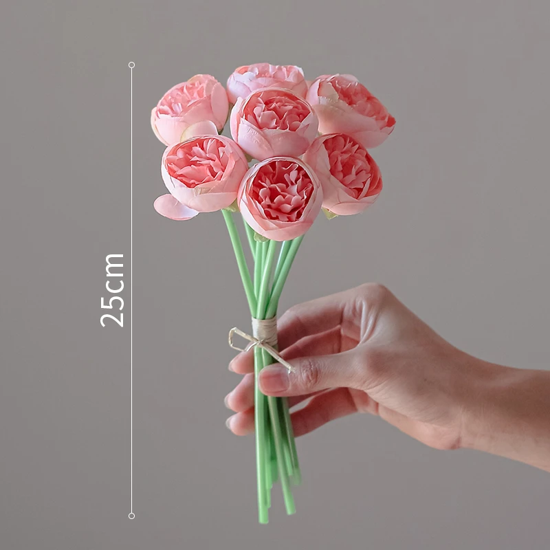 茶玫玫瑰仿真花假花客厅花束绢花餐桌高品质装饰