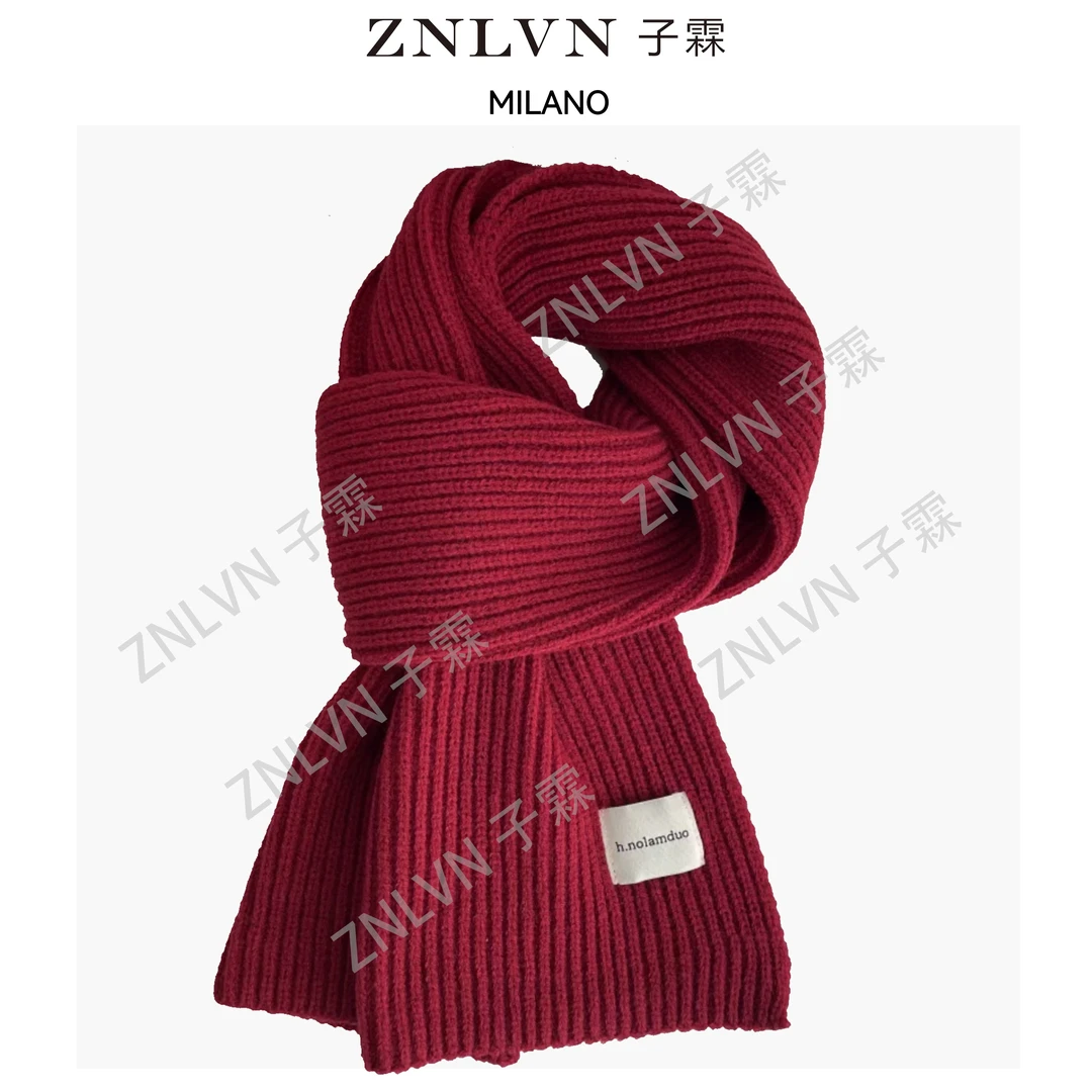 ZNLVN金姐专属新款红色气质轻奢经典ins韩版围脖针织羊绒保暖围巾