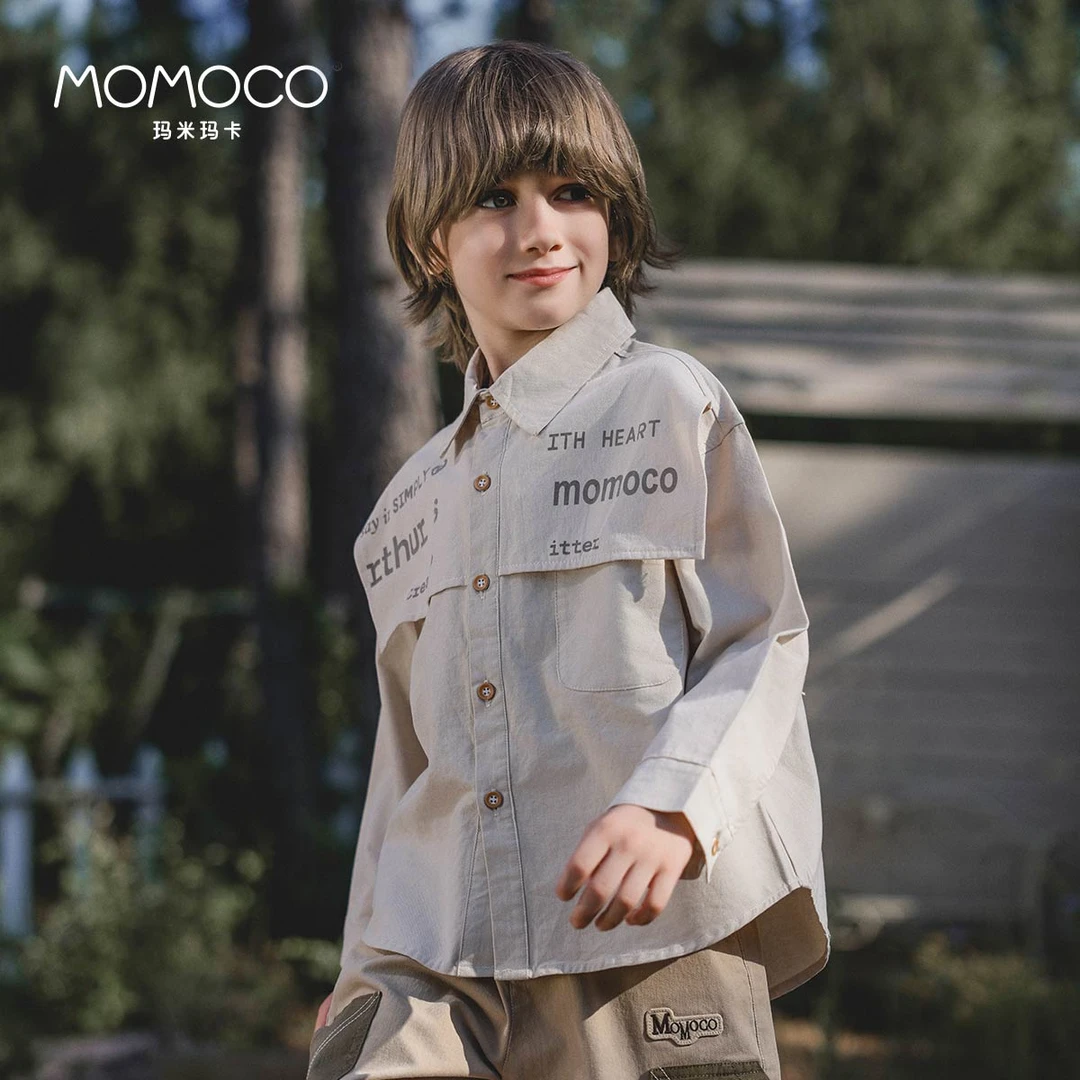 MOMOCO/玛米玛卡秋季新款男童印花长袖衬衫77330234010
