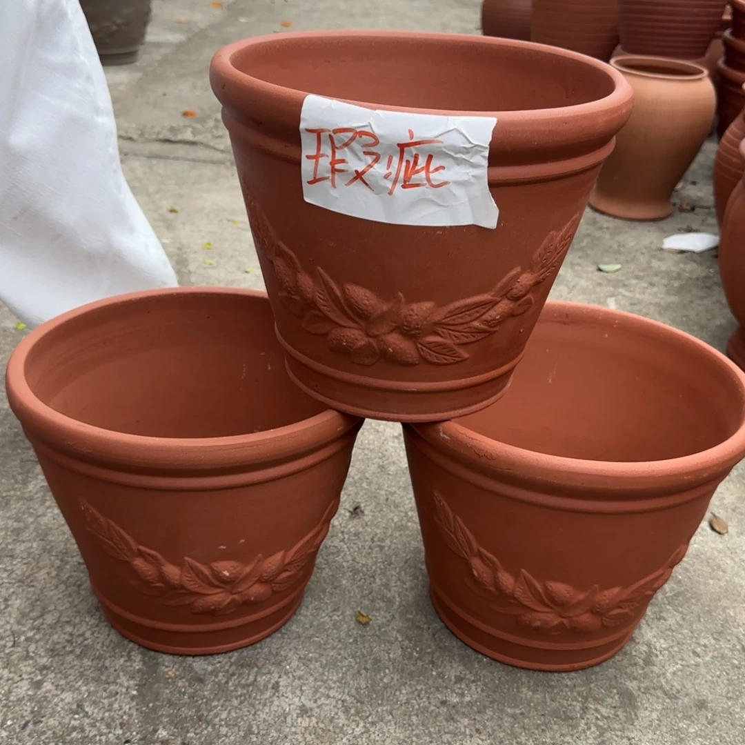 紫砂花盆口30高24宜兴紫砂瑕疵粗糙花泥底部火裂