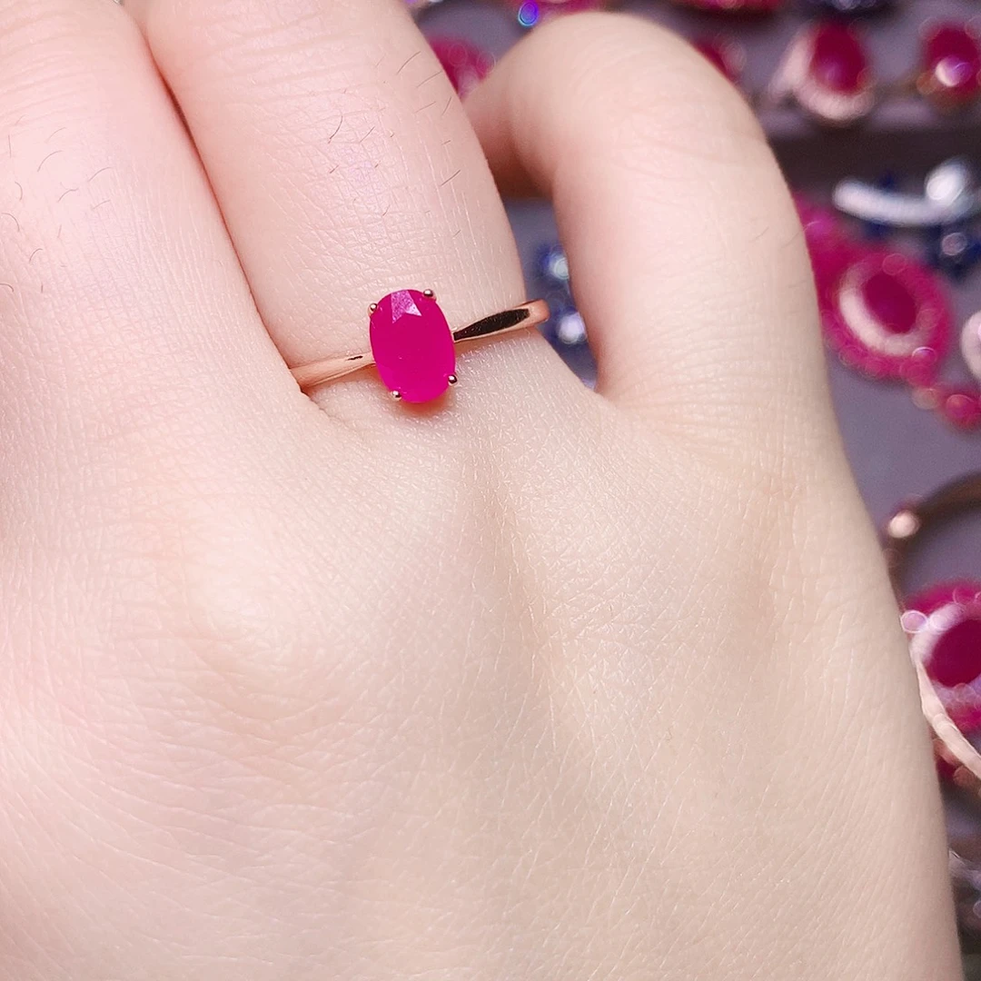 银S925镶嵌戒指红宝石