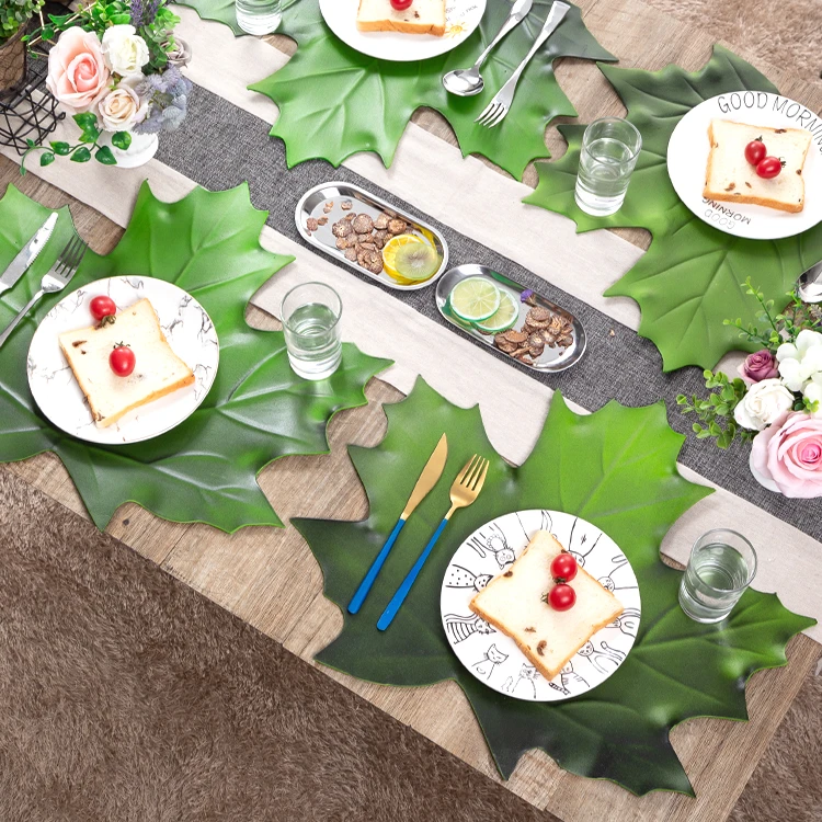 仿真龟背叶餐垫隔热垫防滑餐桌垫西餐垫以及行业家用婚庆EVA枫叶