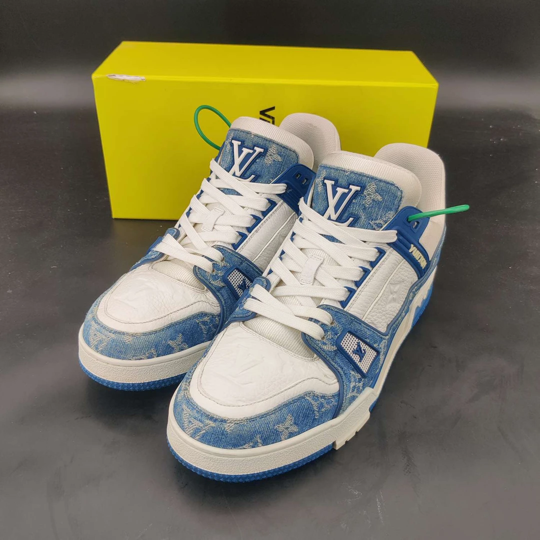 95新 LouisVuitton/路易威登 码数42.5lv trainer 白蓝牛仔