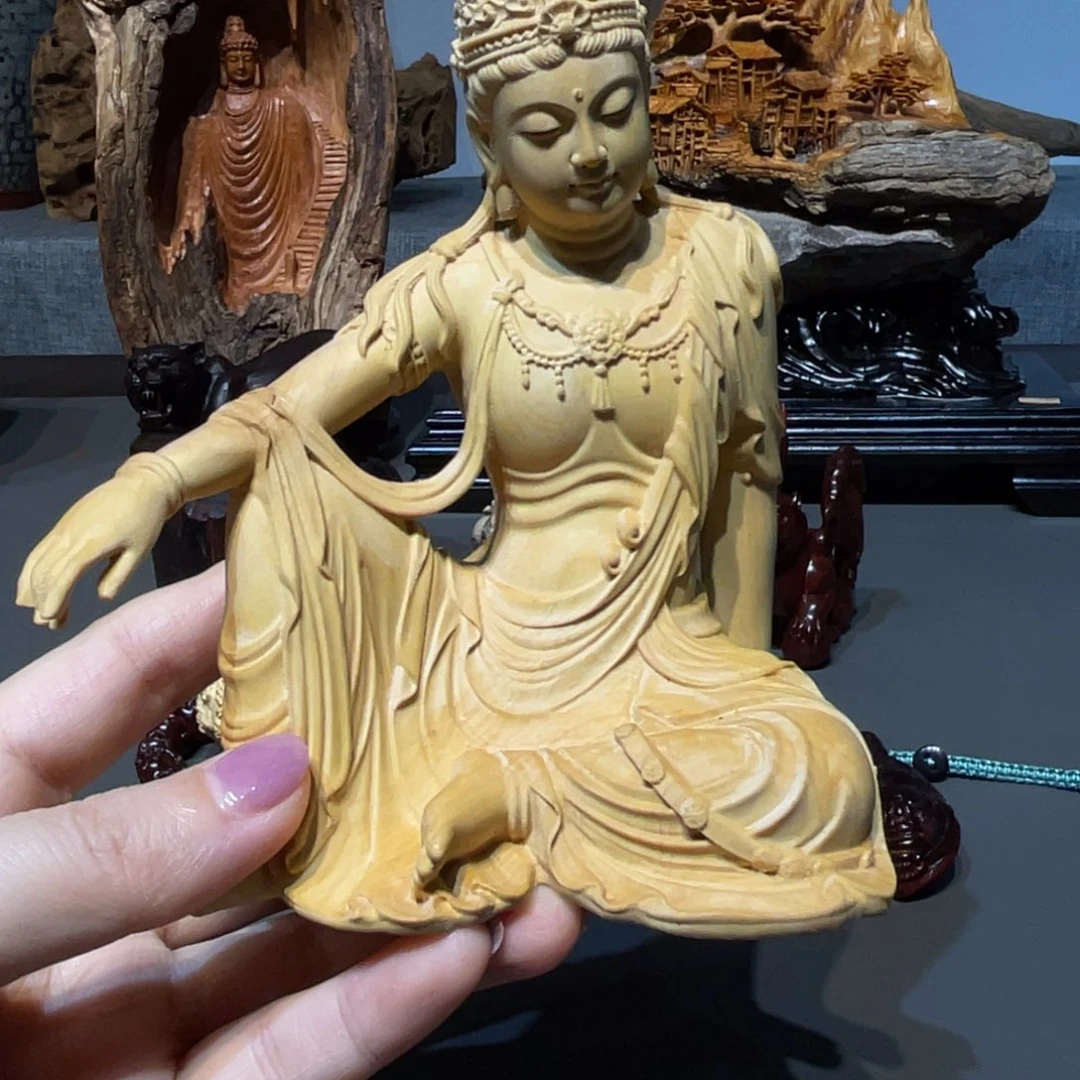 黄杨木小叶黄杨观音摆件