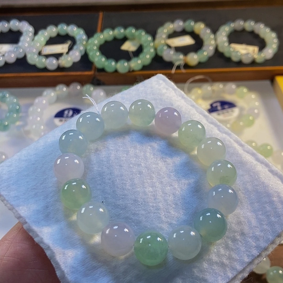 定制翡翠未镶嵌翡翠手串卡12+